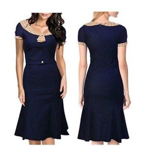 Women's Vintage Polka Dot Neck 1950's Dress